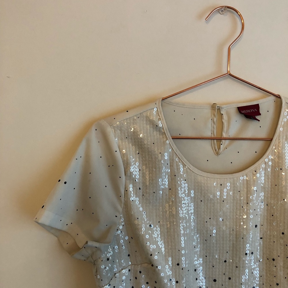 Black & cream sequin blouse